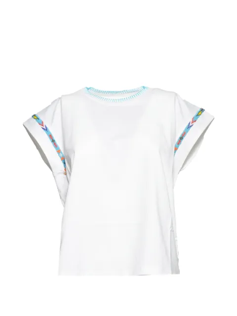 FRONT STREET 8 bead-embellished whipstitch-trim T-shirt White 3710400