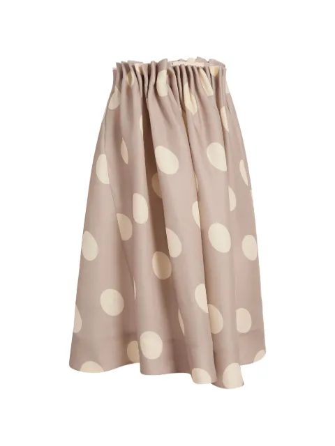KHAITE polka-dot gathered midi skirt Neutrals 41823020660