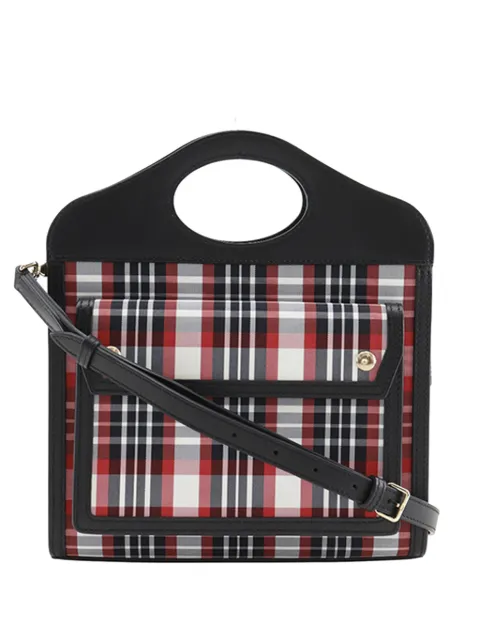 Burberry Pre-Owned 2018-2023 Mini Plaid Canvas Pocket satchel Black YNH6GZXE9106G2JH
