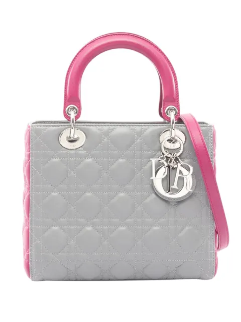 Christian Dior Pre-Owned 2014 Medium Lambskin Cannage Lady Dior satchel Grey 1XAOTW5POTS496LC
