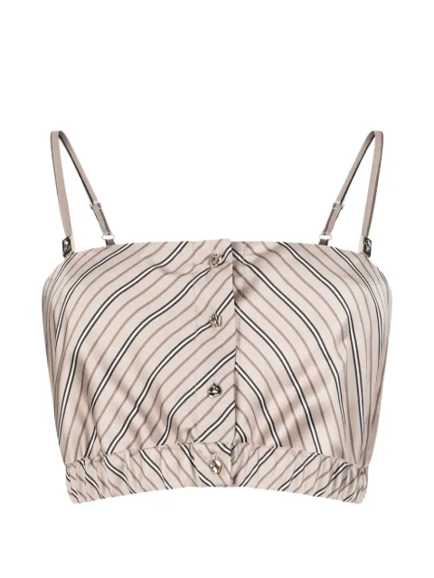 LIU JO striped button crop top Neutrals CA6327TS555