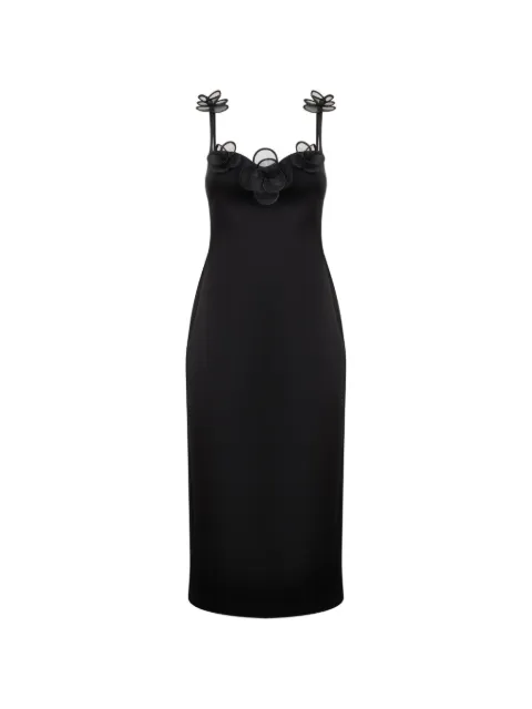 David Koma flower-embellishment midi dress Black RE26DK31D