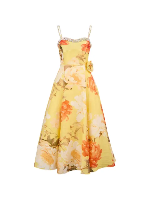 Leo Lin Mariela floral-embellished maxi dress Yellow LLSS260152