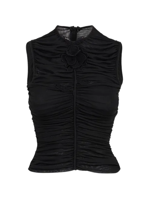 David Koma lace-rose ruched top Black RE26DK16T
