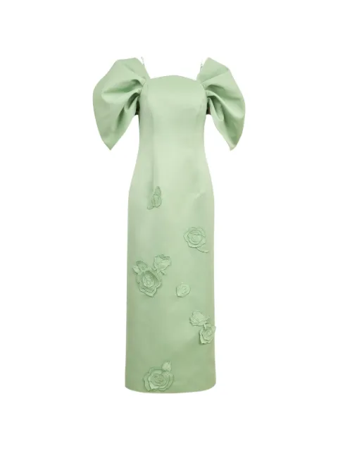 Leo Lin Arabella floral-appliqué dress Green LLSS260092