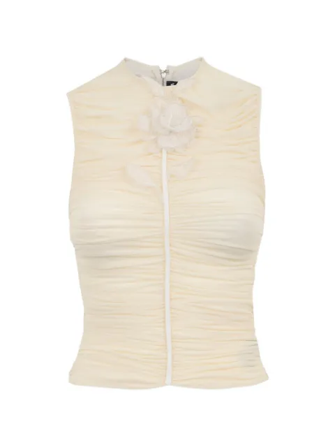 David Koma lace-rose ruched top Neutrals RE26DK16T