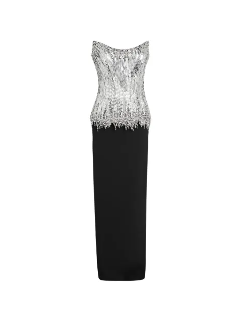 Safiyaa Regan crystal-embellished corset-style maxi dress Black DL14121E212