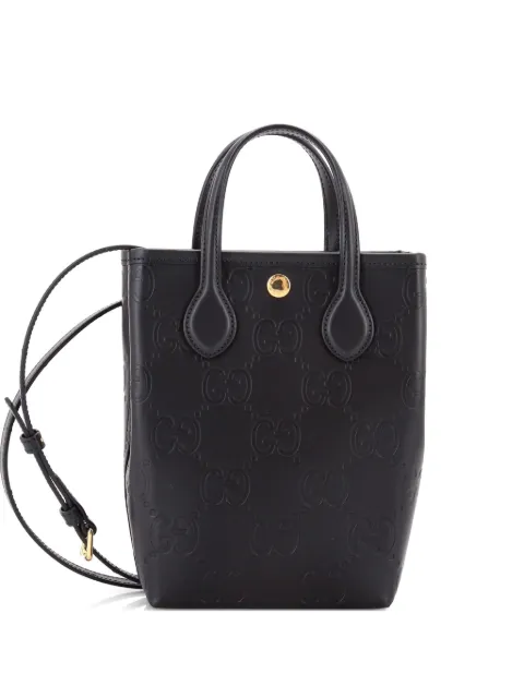 Gucci Pre-Owned Vertical GG Embossed Leather Mini tote bag Black I7AHYNPJ6JGLWEHD