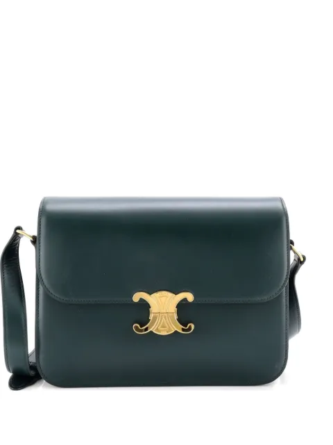 Celine Pre-Owned Triomphe Shoulder Bag Smooth Calfskin Large crossbody bag Green IH3OYH2KN0Z82KM0