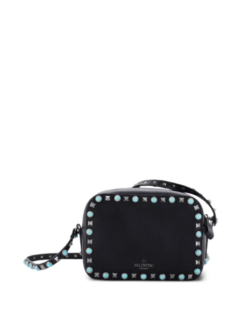 Valentino Garavani Pre-Owned Rolling Rockstud Camera Leather with Cabochons crossbody bag Black QKCF6D7ZUMPVMILU