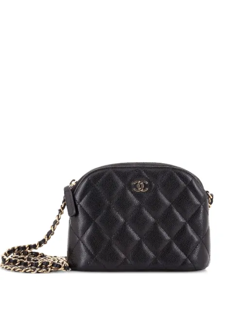 CHANEL Pre-Owned CC Dome Zip Clutch with Chain Quilted Caviar Mini crossbody bag Black IFBIDO35MO61SD4G