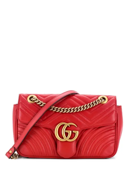 Gucci Pre-Owned GG Marmont Flap Bag Matelasse Leather Small crossbody bag Red 3MA199SBCCGE4R4A