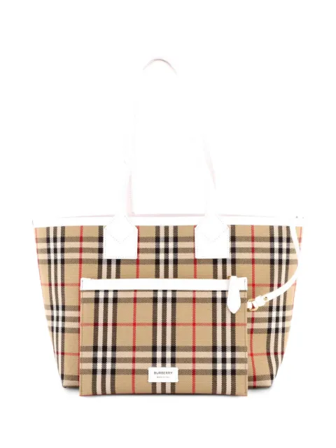 Burberry Pre-Owned London Vintage Check Canvas Small tote bag Brown B8UY61RZM5L3I9J3