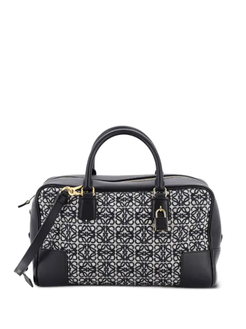 Loewe Pre-Owned Amazona Bag Leather and Jacquard Canvas 28 satchel Black JM34P8AS32THNLPT