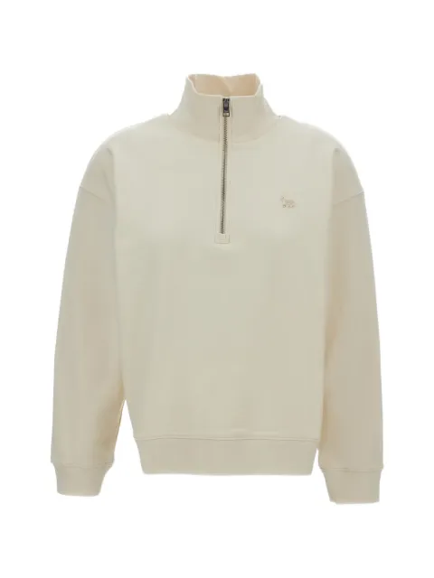 Maison Kitsuné ribbed-trim half-zip sweatshirt Neutrals MW00304KM0341