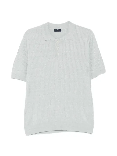 Barba ribbed-knit polo shirt Blue 1864157518