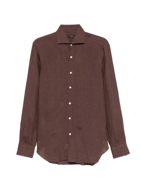 Barba slub-texture shirt Brown K4U13P0154115