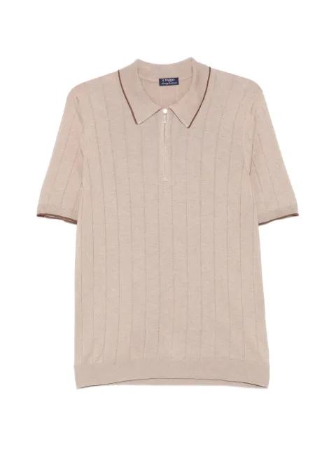 Barba ribbed-knit half-zip polo shirt Neutrals 2351043528