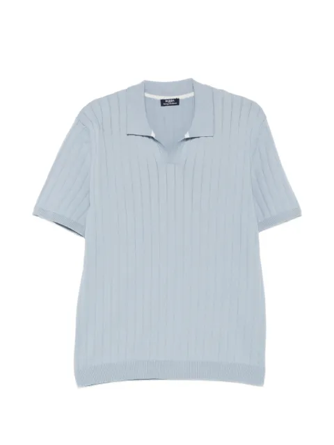 Barba ribbed-knit polo-collar T-shirt Blue 6000718