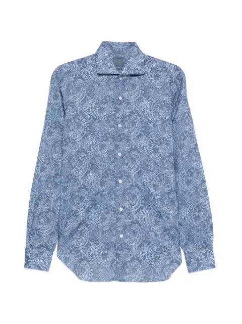 Barba paisley-print long-sleeve shirt Blue L4U13P0154057