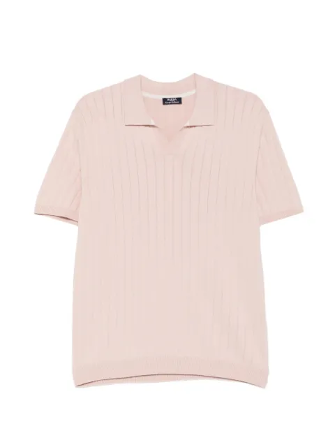 Barba ribbed-knit V-neck T-shirt Pink 6000718