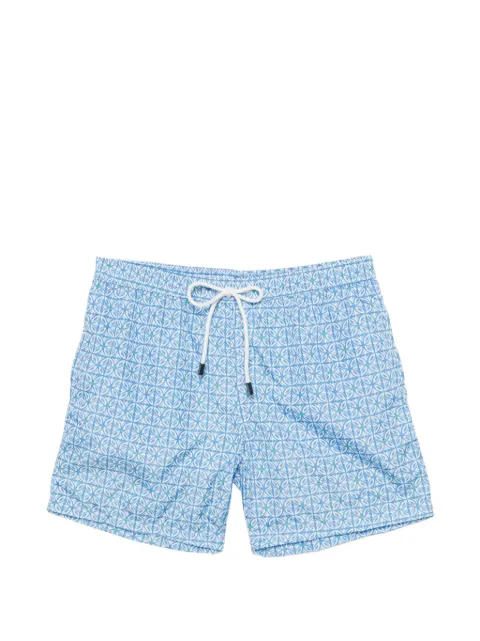 Barba geometric-print drawstring swim shorts Blue 53613