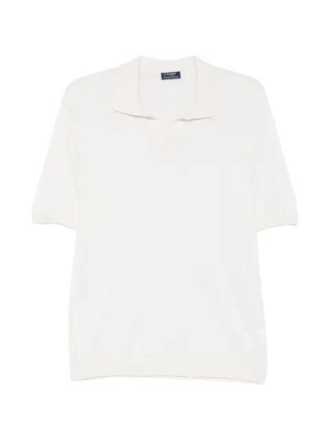 Barba fine-knit V-neck T-shirt Neutrals 2351043528