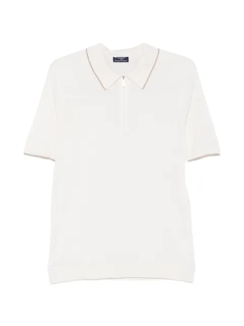 Barba ribbed contrast-trim polo shirt Neutrals 2350343529