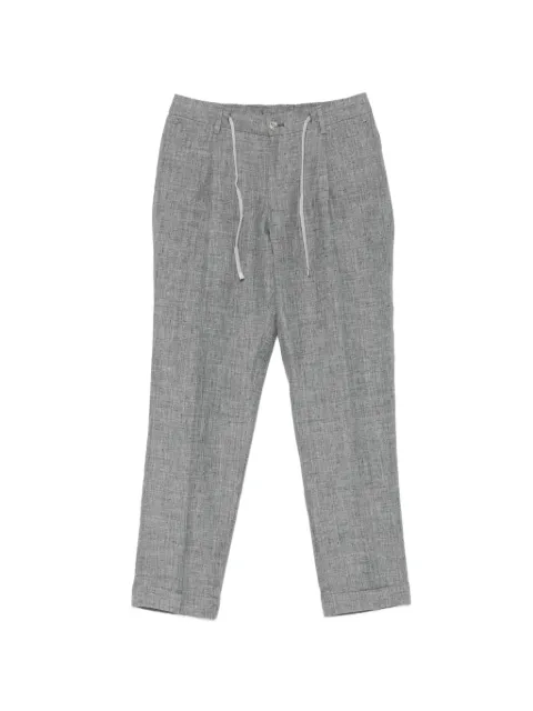 Barba Roma drawstring-waistband pleated trousers Grey ROMA53043