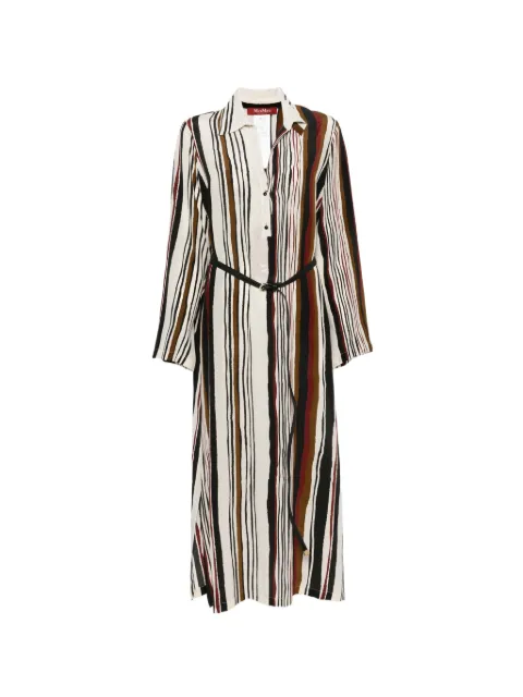 Max Mara Vanesio striped belted midi dress Neutrals 2616221112600