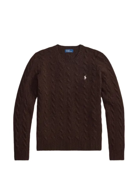 Polo Ralph Lauren cable-knit embroidered-logo sweater Brown 211971865507