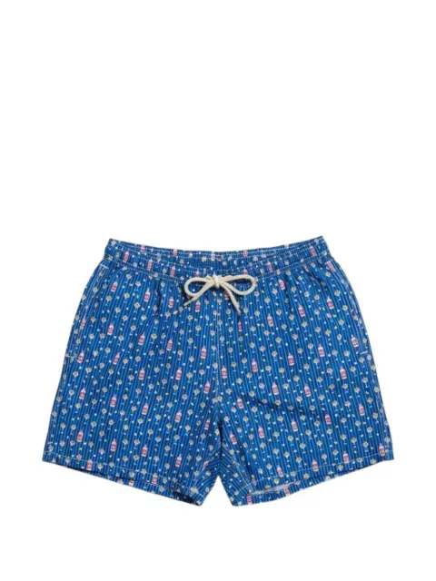 MC2 Saint Barth graphic-print striped swim shorts Blue LIG0016
