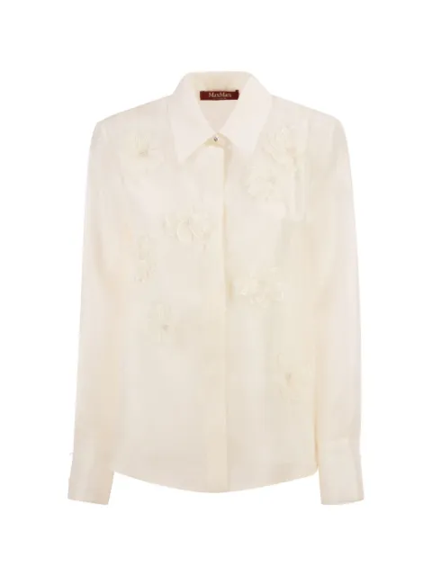 Max Mara Mseagi embroidered-flower silk shirt Neutrals 2616261013600