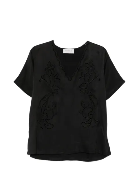 ERMANNO FIRENZE floral-embroidery V-neck top Black D48EK060EL1