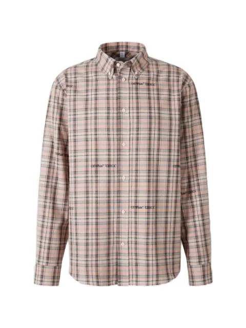 Off-White check button shirt Pink OMGE04MS26FAB00144XGE04MS26F001330