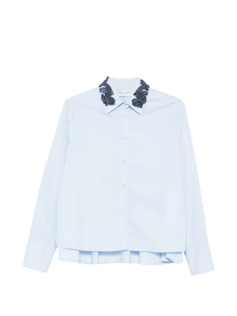 ERMANNO FIRENZE beaded ruffled shirt Blue D48EK032ET3MFA04
