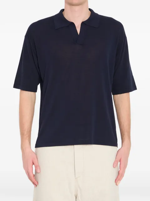 Roberto Collina ribbed V-neck polo shirt Blue 261MYA11024
