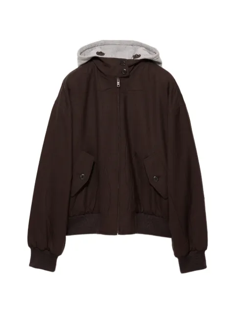 Prada hooded rush-stitch jacket Brown P8029SOOO17N1