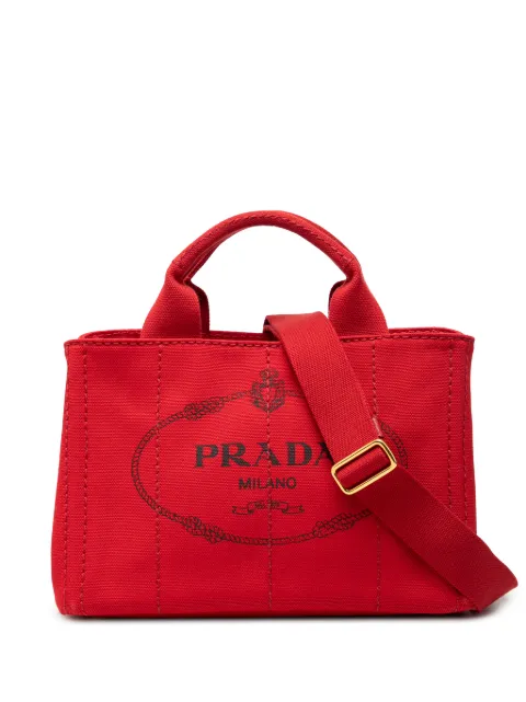 Prada Pre-Owned 2013-2025 Small Canvas Canapa Logo satchel Red W044C9L2FF08YR2R