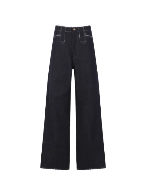 Kuro contrast-stitching frayed jeans Blue 964232INDIGO