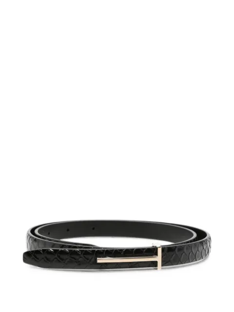 TOM FORD T-logo snakeskin-effect belt Black WB333LCL512P