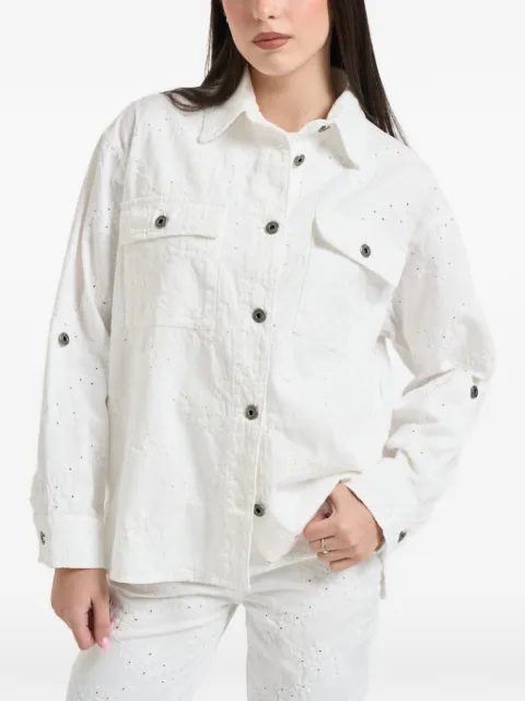 LIU JO floral-embroidered button jacket White WA6279T447A1