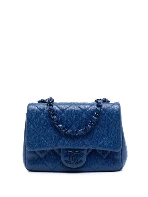 CHANEL Pre-Owned 2019 Mini Square Quilted Caviar CC Incognito Single Flap crossbody bag Blue N6HTEPS20ZI94WQG