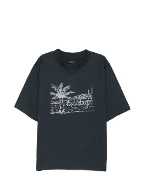 agnès b. graphic-print round neck T-shirt Grey EDH7SFO2