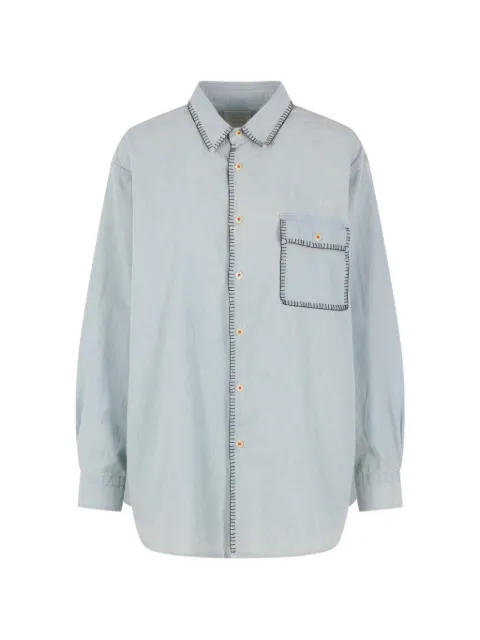 Kuro contrast-stitching shirt Blue 964255LIGHTINDIGO