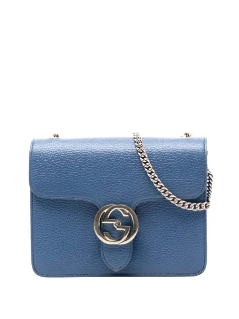 Gucci Pre-Owned 2016-2026 Small Dollar Calfskin Interlocking G crossbody bag Blue HUQ805TVA61VN5BN