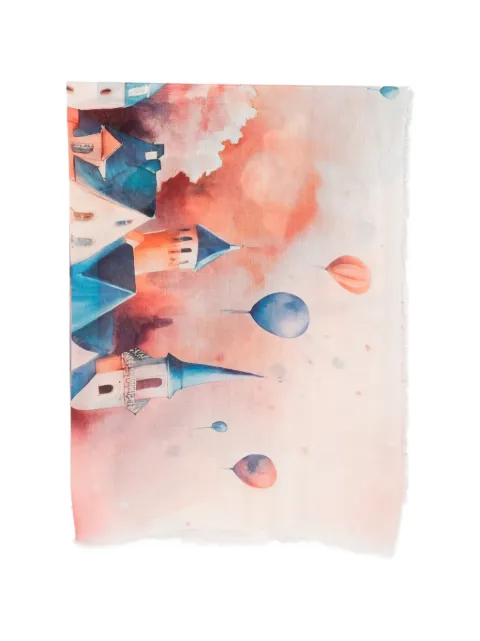 D'aniello frayed-edges printed scarf Pink PERLA