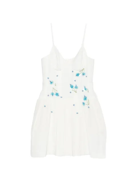 SHUSHU/TONG floral pleated mini dress White FSDFDR10ZEP401WH100