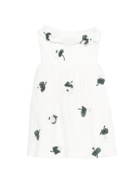 SHUSHU/TONG floral ruffle mini dress White FSDFDR07ZEP401WH100