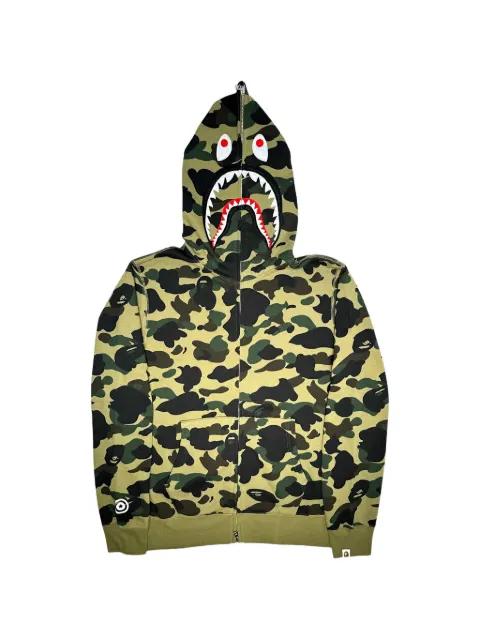 A BATHING APE® camo shark zip hoodie Green 001ZPI201004M